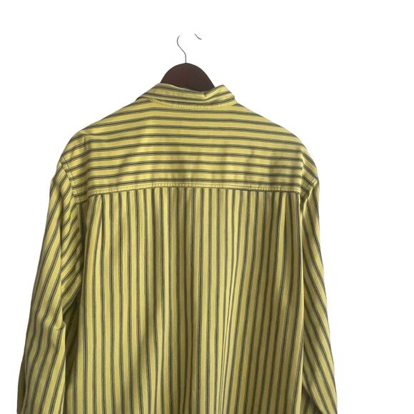 Levis Mens Shirt M Yellow Stripe Cotton Button Up Casual Office Western Rodeo - Picture 7 of 14